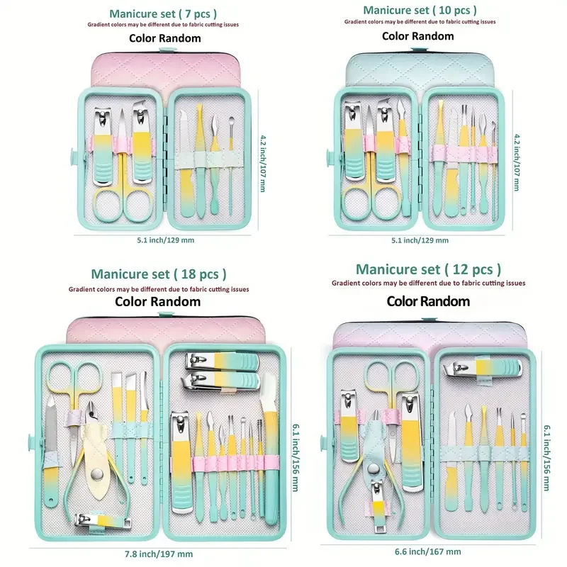 18pcs Nail Clippers Set Nail Clippers Set Stainless Steel Pedicure Kit Nail File Manicure Beauty Kit 241225