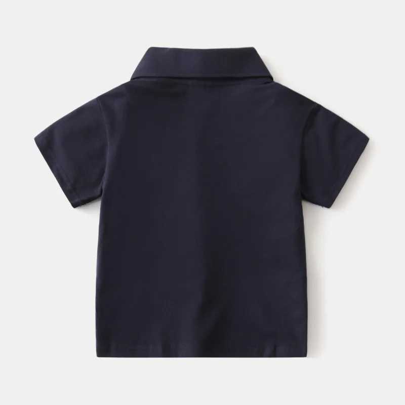 Summer Kids Fashion Breathable Cotton Polo Shirt Boys Casual Short Sleeve T-Shirt with Color Block Ages 2-7 Optional 2 ColorsXJ241225