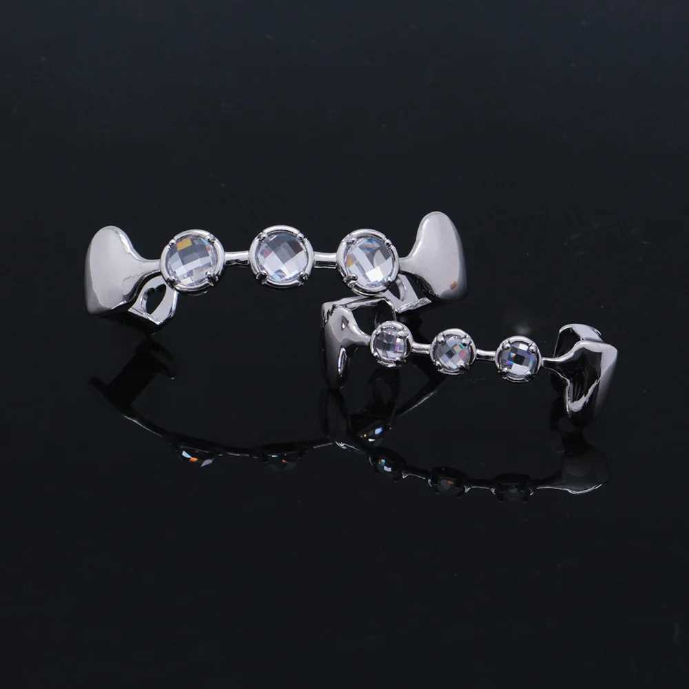 Round Zircon Inside Teeth Grills Hip Hop Tooth C Top Bottom Grillz Mouth Bo Jewelry Cosplay TG086XJ241225