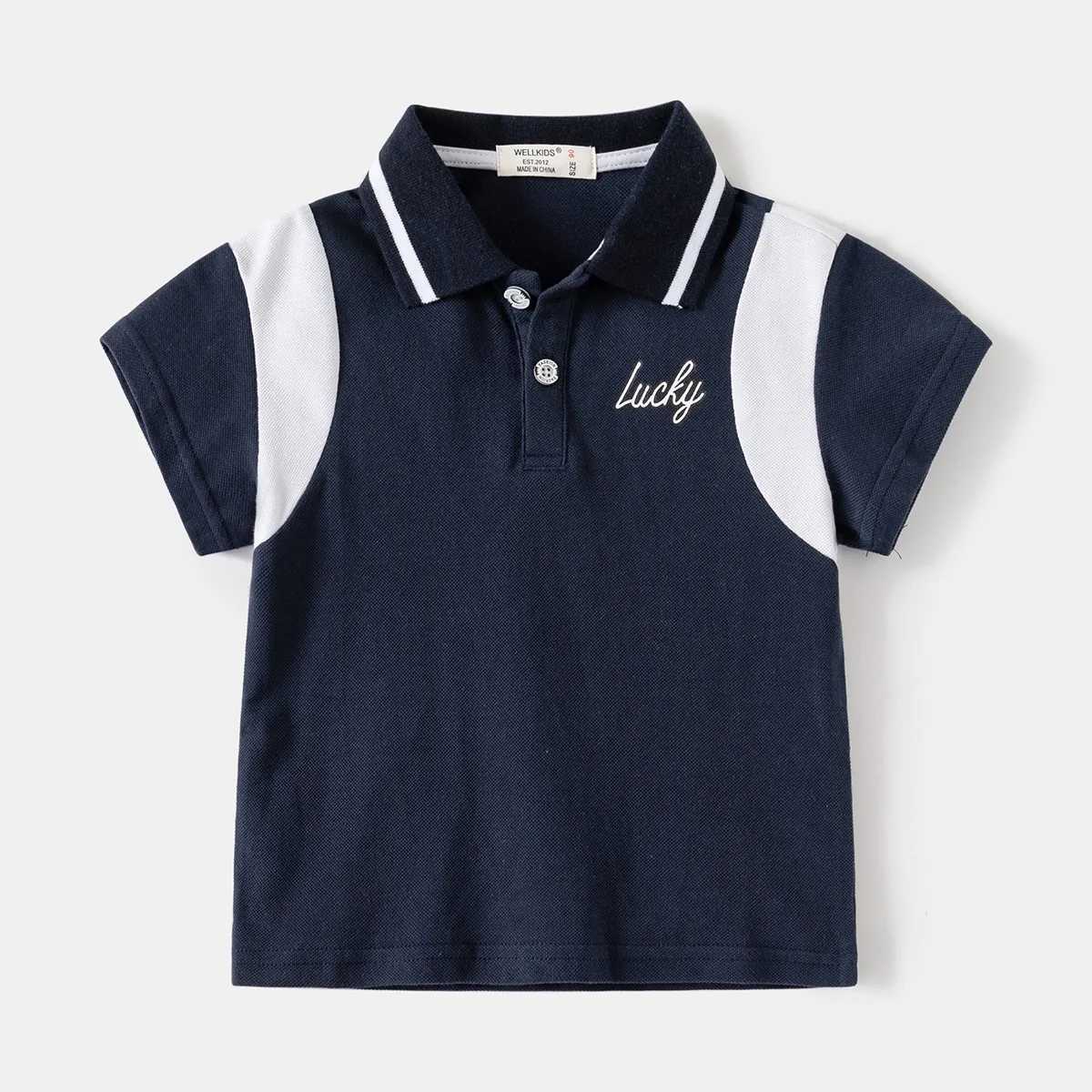 Boys Polo Shirt Short Sleeve Summer Children Tops Wear 90-130 CM Patchwork Kids Tees Soft Boys CostumesXJ241225