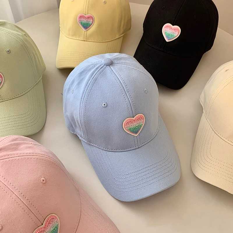RICYGVM Korean Womens Love Baseball Hat Sunshade Duck Tongue Hat Solid Color Leather Hat Girls Outdoor Sunshade Hat W241225