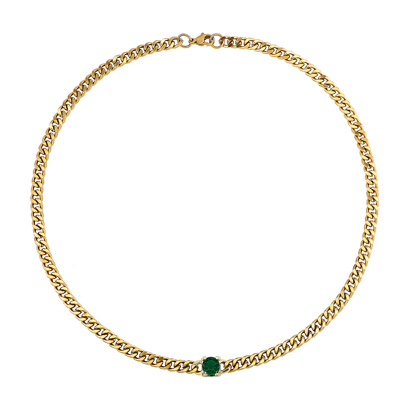 3mm-6mm Stainless Steel Hip-hop Bracelet Necklace Mens And Womens Color Preservation Red Green Cubic Zirconia Charms Chain Bijoux Pulsera Hombre Colla