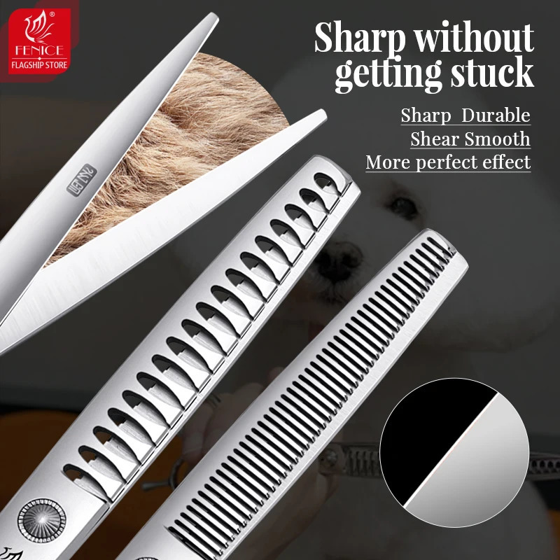 Fenice 6//6.5/7/7.5 Inch Professional Pet Dogs Grooming Scissors Set Straight Curved Thinner Chunker Shear Scissors 241225