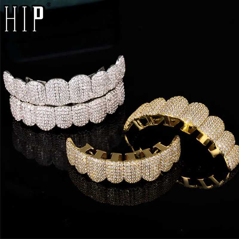 Hip Hop Full CZ Stones Teeth Grillz Cs Cubic Zircon d Out Micro Pave Top Bottom Charm Grills For Men Women JewelryXJ241225
