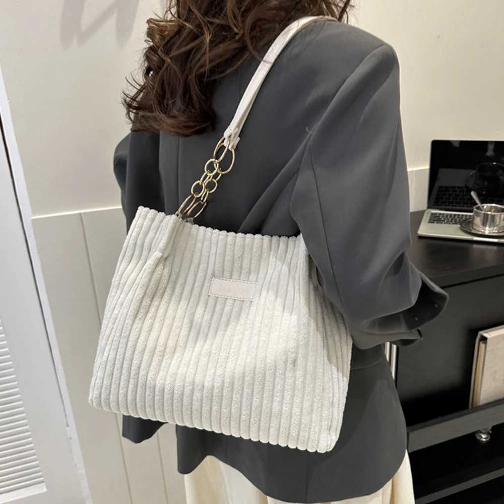 Womens Corduroy Single Shoulder Handbag Cott Shopping Bag Womens Commuter Handbag Suitable for Womens Daily Travel Use-llXJ241225
