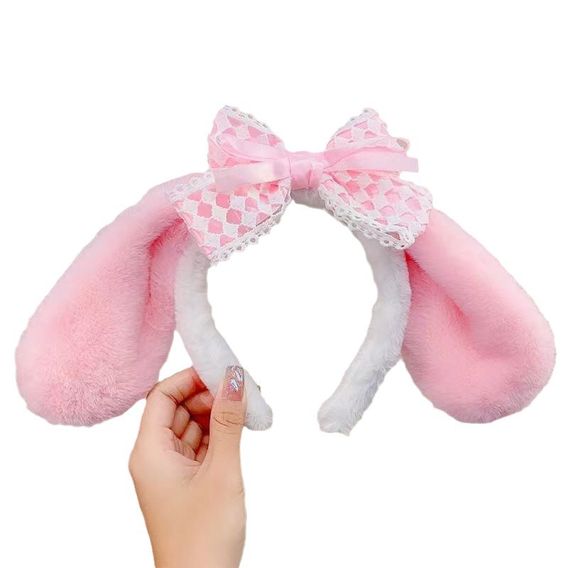 Super cute jade Guigou big ear plush headband cosplay children's butterfly bow cute face washing and hair pressing accessories