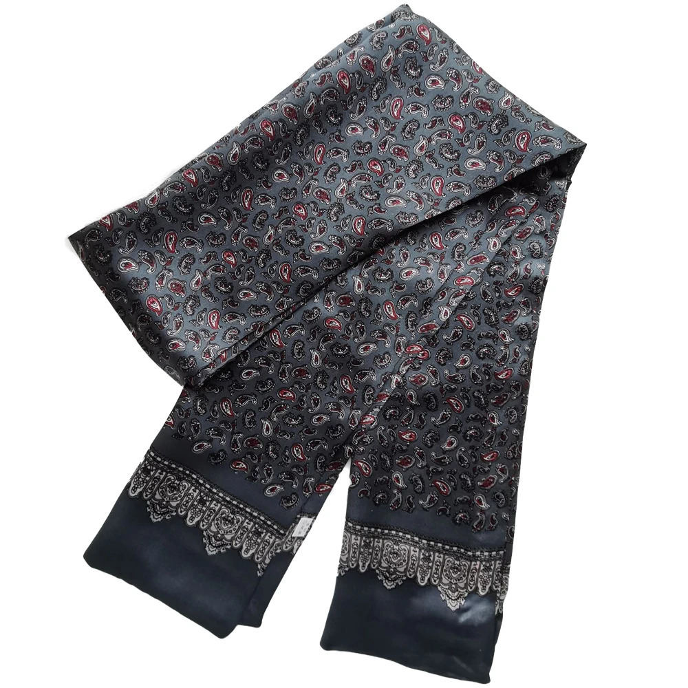 Mens faux Mulberry Silk Paisley Scarf Long Double Layer Neckerchief Cashew Cravat Business Office Party 241225