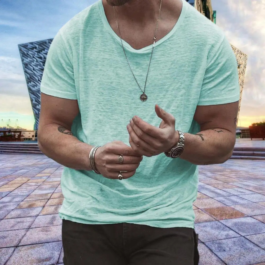 Chic Summer Tshirt Quick Dry Tops Basic Breathable Short Sleeves Round Neck Men 241223