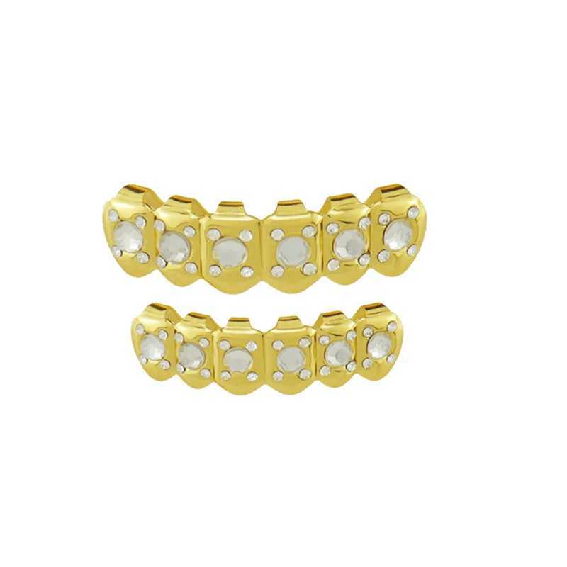 18k Gold Plated CZ Small Single Tooth Hip Hop Grill Halloween Teeth Grillz Cs Set For Christmas GiftXJ241225