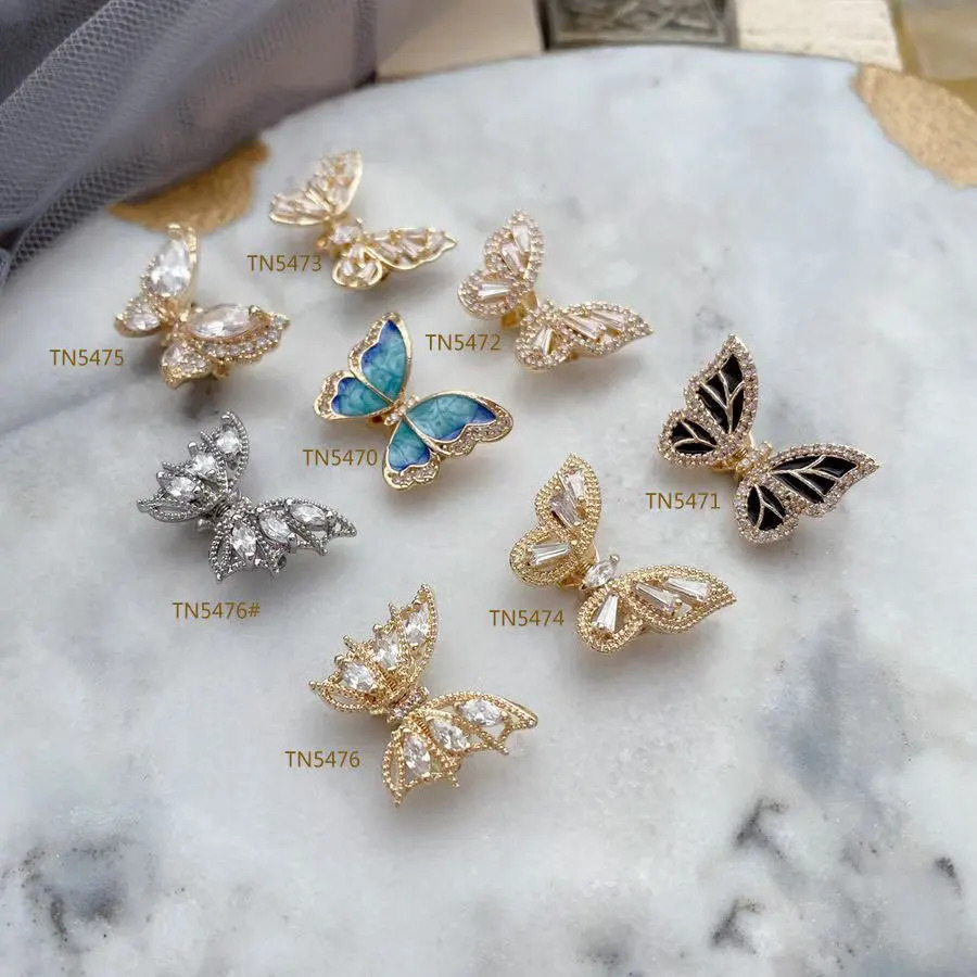 10pcs Flying Shaking Butterfly Zircon Alloy Nail Art Crystals Rhinestone Decorations Charms Jewelry Nails Accessories Supplies 241225