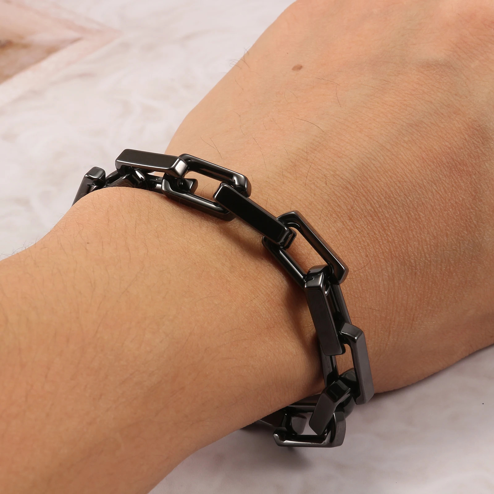 Ceramics Bracelets for Men Women Black Bamboo Branches Chain Hip Hop Jewelry Gift Waterproof Non-allergic Accessories 241225