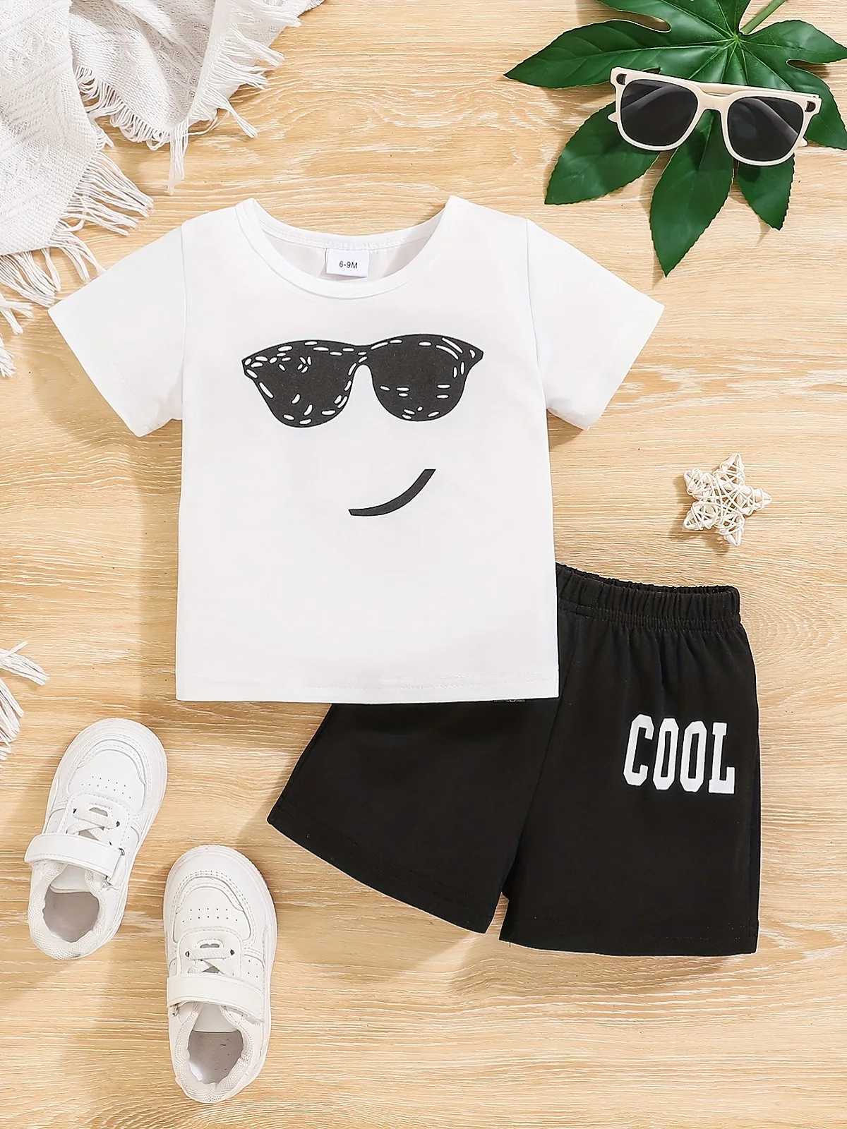 Clothing Sets Summer Baby Girl Clothes Set Children Boy Fashion Print Short Sleeve Tshirts and Short 2pc Suit Kid Top Buttom Outfits TracksuitY241225N
