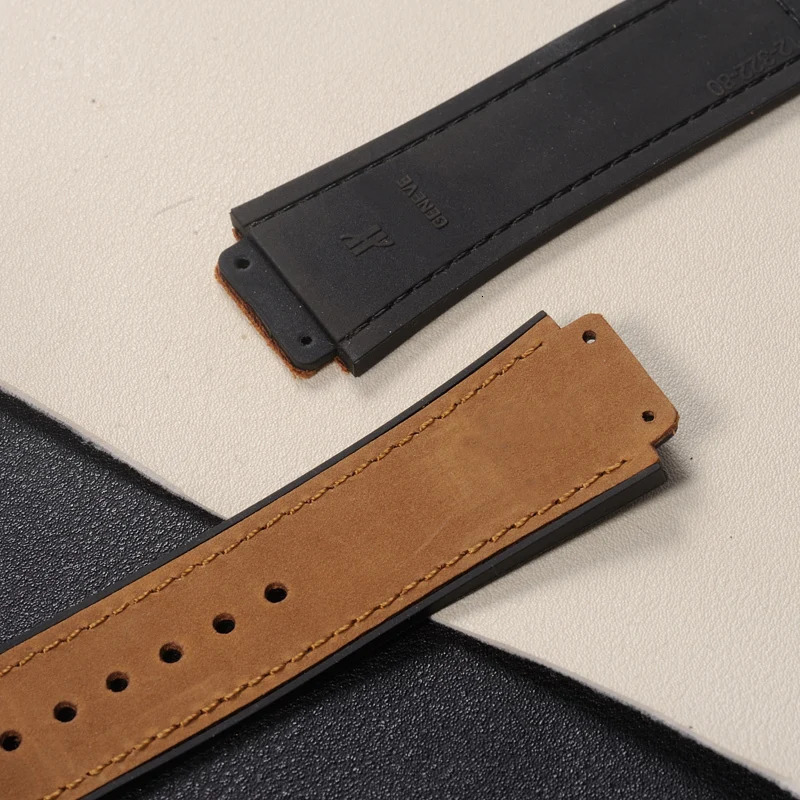 For Hublot Yubo Classic Fusion Big Bang Convex Interface Folding Buckle Men Sport Frosted Leather Silicone Underskin Watch Strap 241225