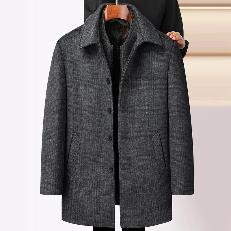 arrival winter jacket men fashion Woolen Coat Mens Casual Wool thicken warm trench coat Men Dress Jacket Size M-4XL 241223bj