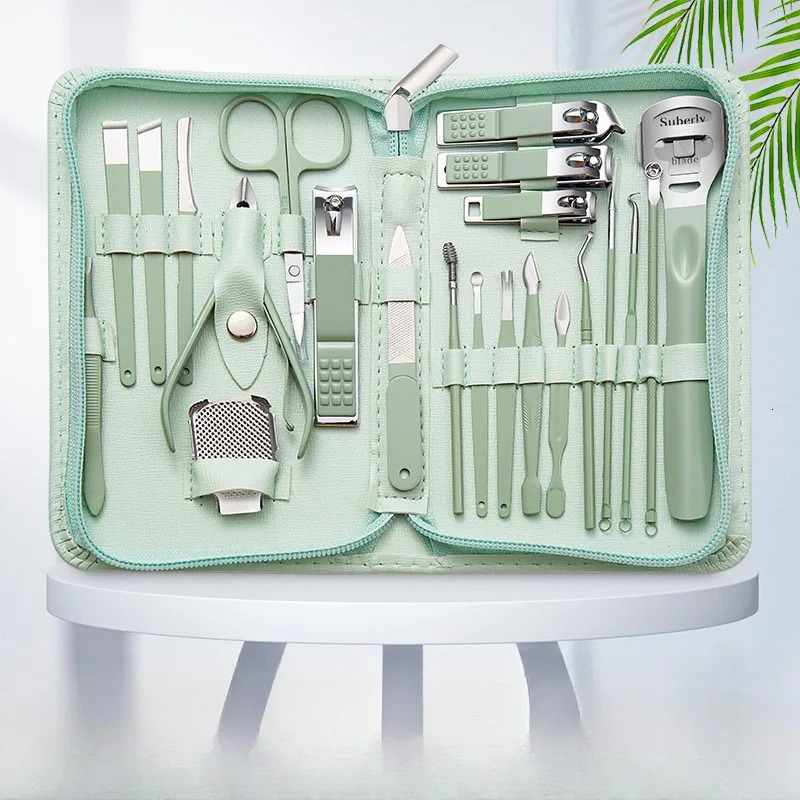 22/35Pcs Nail Clipper Set Stainless Steel Nail Clipper Set Decorated with Eyebrow Razor Nail Zipper Wrap Knife Beauty Kit 241225