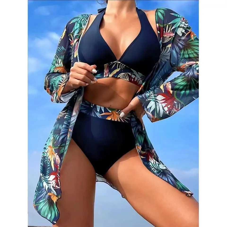 Womens three piece swimsuit bikini hot swimsuit covers the body and looks thin 2024 new modelW241225