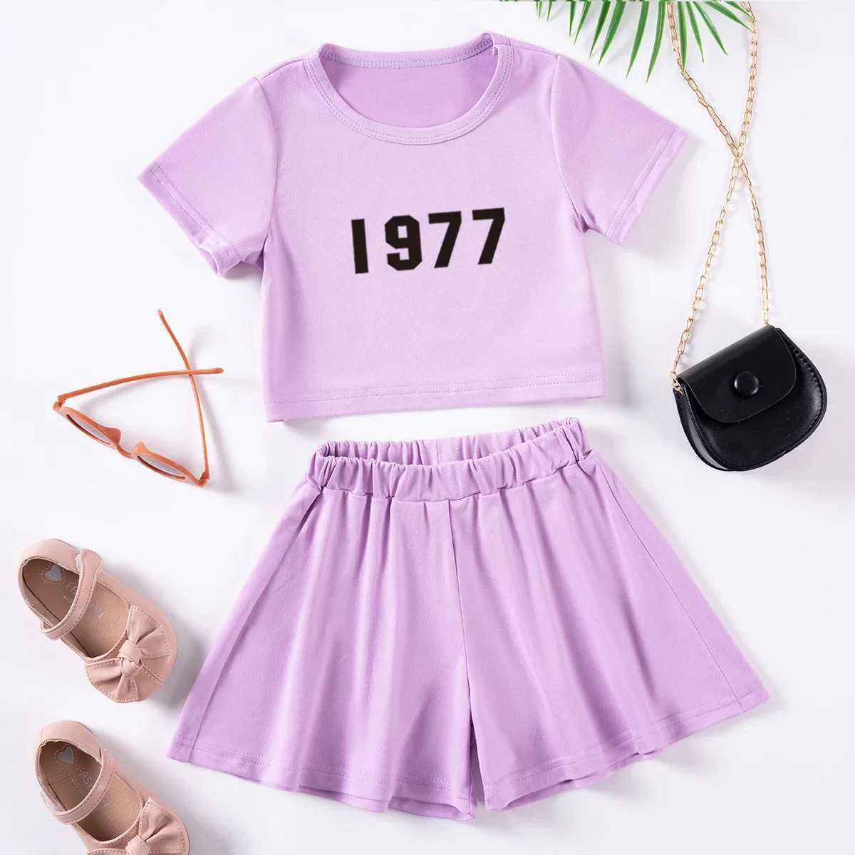 Clothing Sets Girls Fashion Short Sleeve Shorts Set Toddler Printed T-Shirt Elastic Waist Shorts 2pcs Daily Versatile Clothing 0-5YY241225XXO6