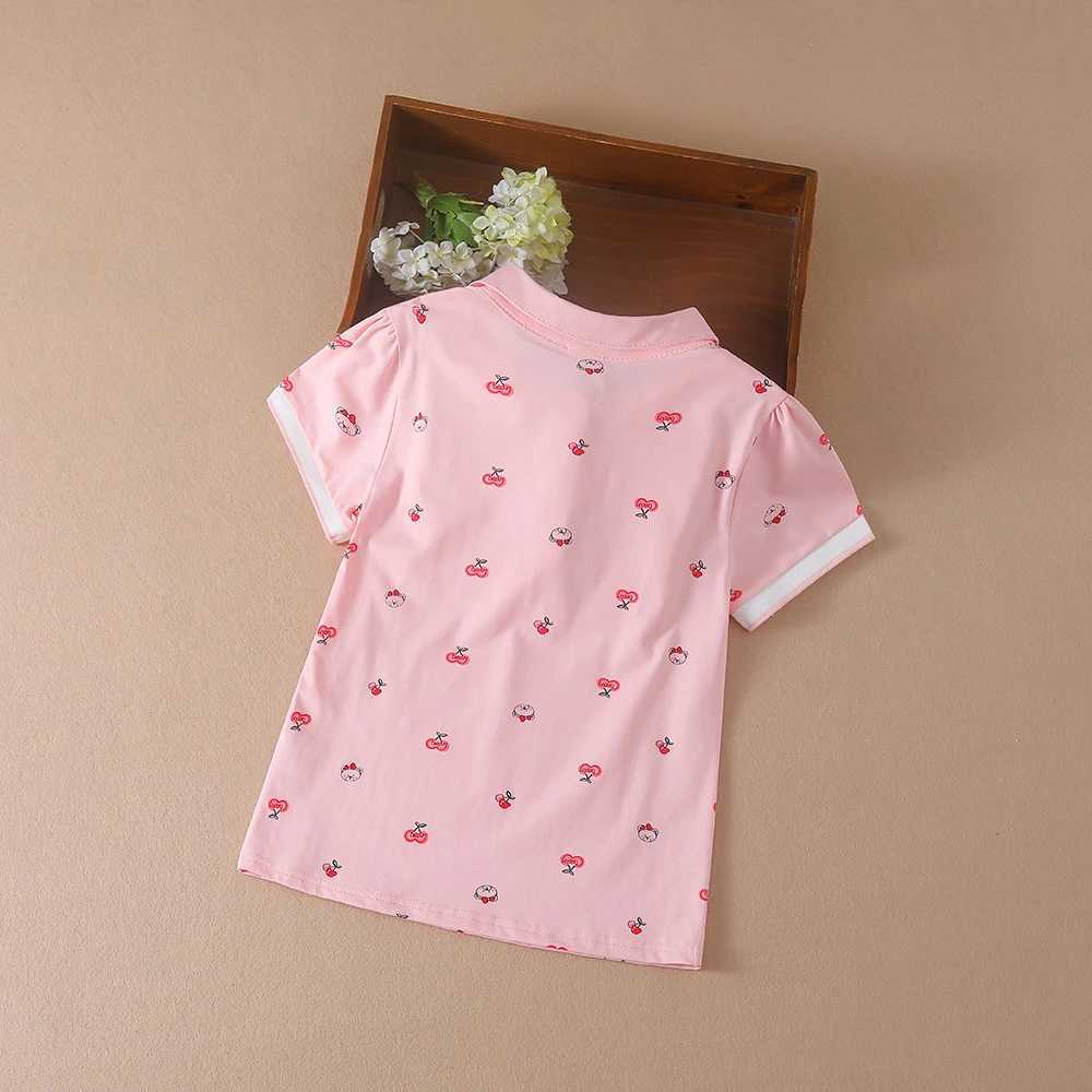Girls Polo Shirt 2024 New High-quali Kids Top Turn-down Collar Short Sleeves Cotton Shirts Children Summer Clothes 5-12TXJ241225