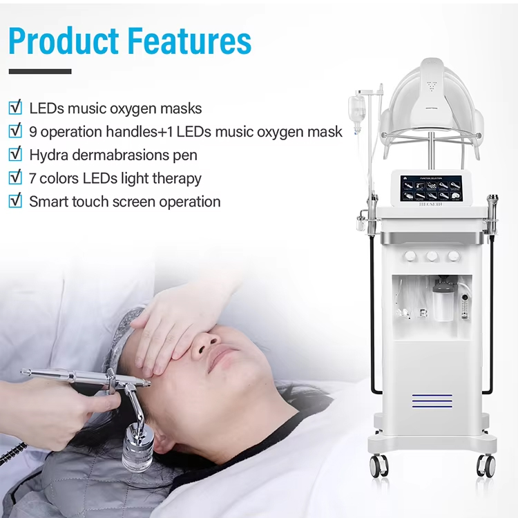 Upgrade beauty Management 10 in 1 Photodynamic Oxygen Mask Anti-acne Wrinkle Removal H2O2 Microdermabrasion Face Aqua Peeling Bubble Face Beauty Machi