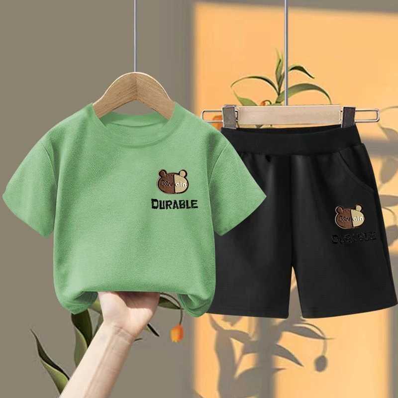 Clothing Sets Summer Baby Girls Clothes Set Children Boy Casual Short Sleeve Cartoon Print Tshirts Shorts 2pc Kid Top Botton Outfits TracksuitY241225Z