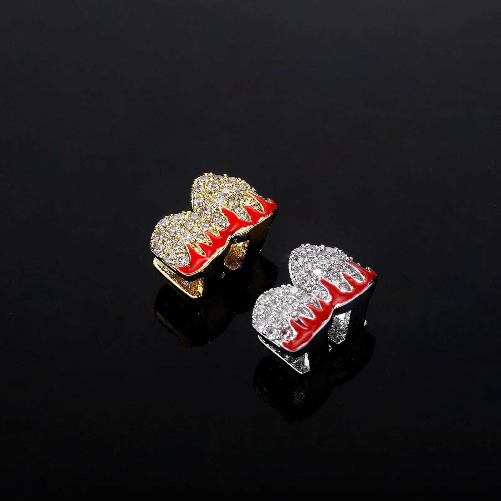 Halloween Teeth Grillz Gold/Silver Plated HipHop Single Tooth Grillz Top/Bottom Dental Grill Teeth C Men Women Fashion JewelryXJ241225