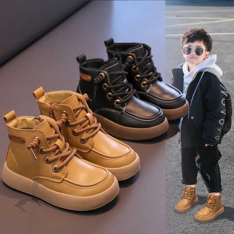 Athletic Outdoor New Children Boots Winter Boy Shoes Warm Cotton Sports Tennis Shoes Fashion Kids Waterproof Plush Snow Boots for Boy H241223