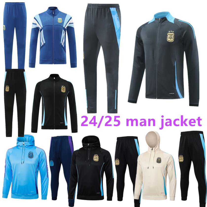24 25 Argentina adult tracksuit long zipper JACKET Training suit jacket kit trackSuits Running FULL zipper Sets 2024 2025 Argentinas MAN tracksuits