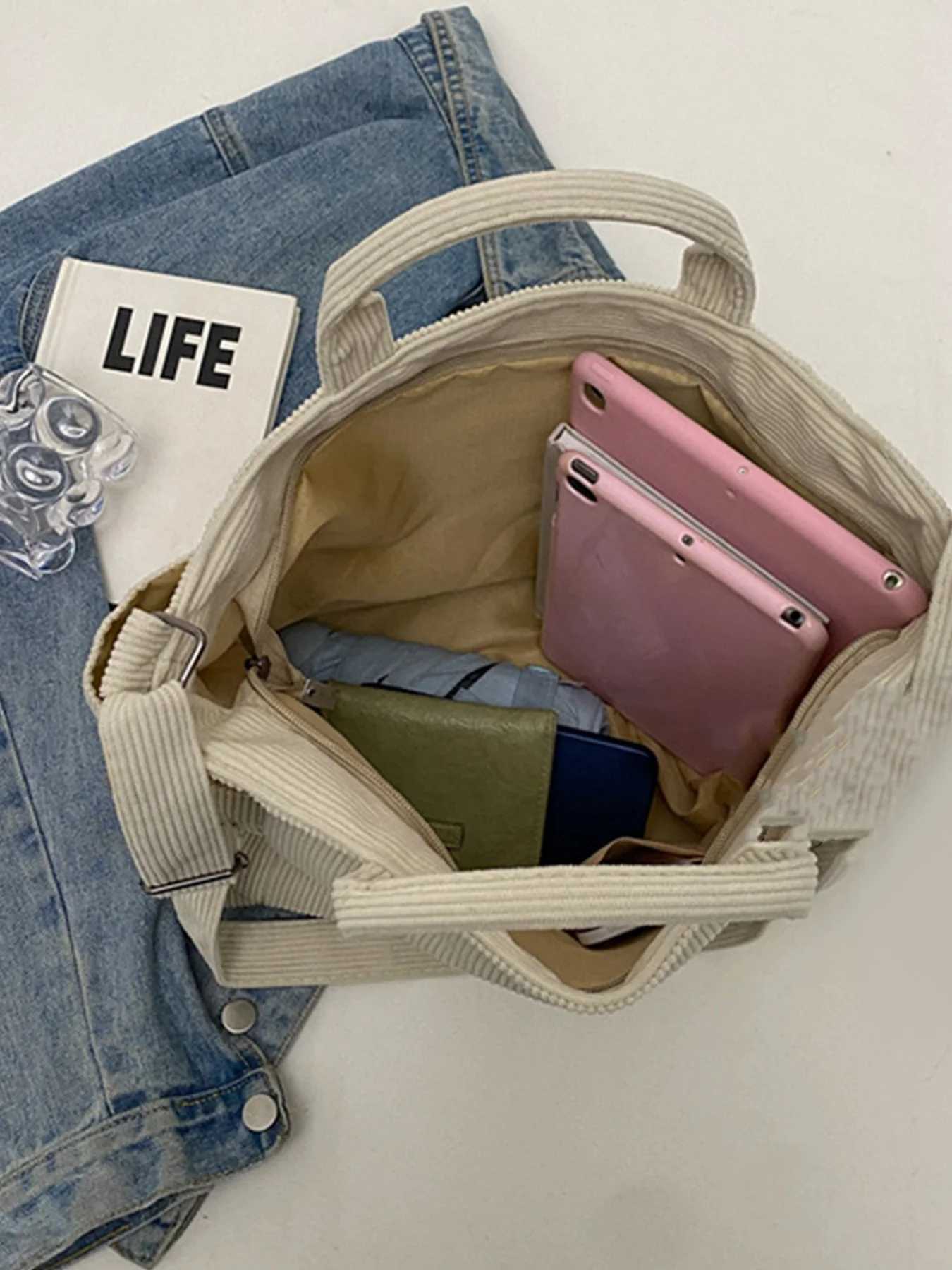 Fi Versatile Shoulder Bag College Wind Commuting Corduroy Square BagUnisex Large Capacity Leisure Portable Crossbody Bag-DHXJ241225