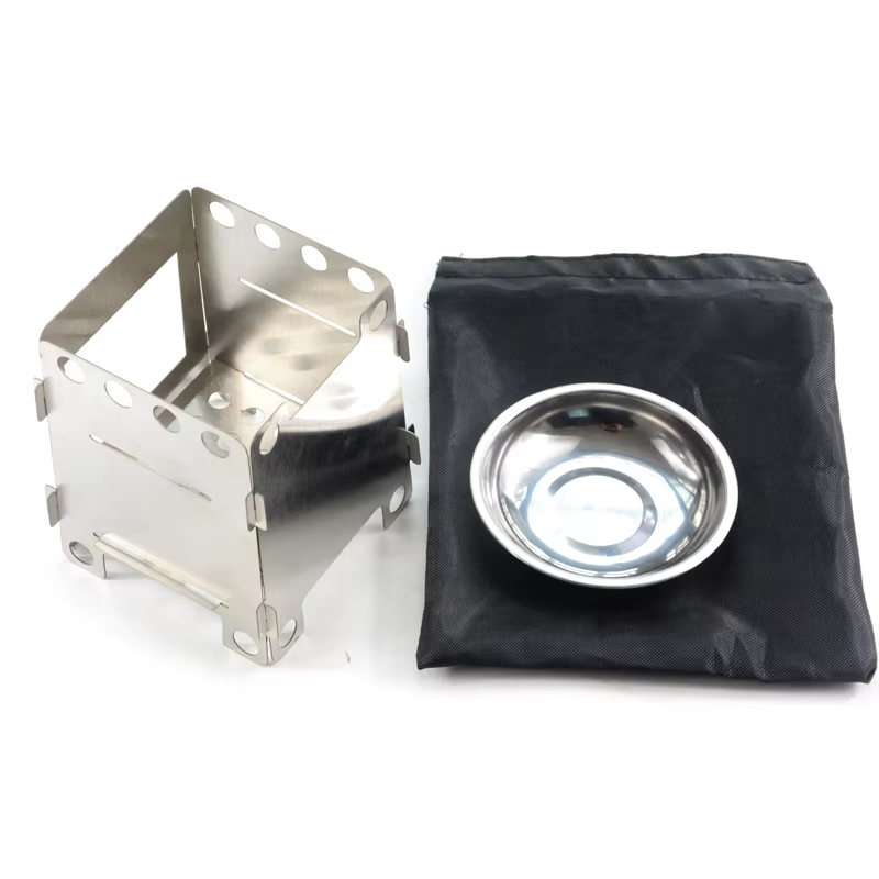 outdoor picnic stainless steel foldable backpacking mini camping wood burning stove