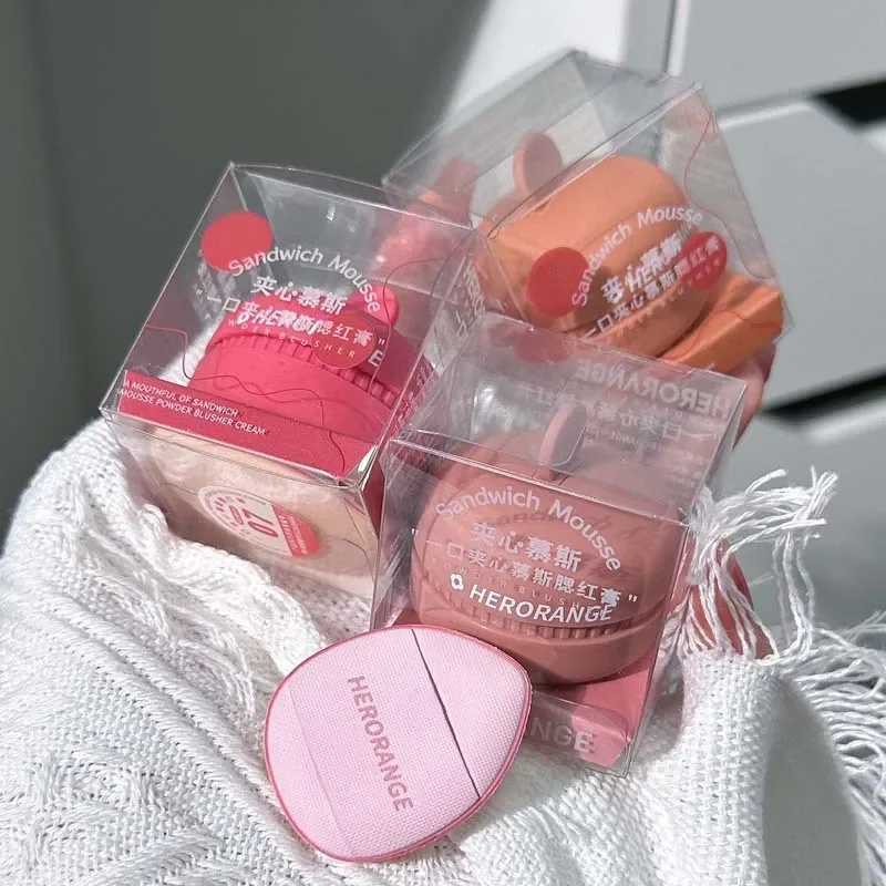 1PC Mousse B Palette Rose Hawthorn Cheek Tint Ber with Puff Natural Face Makeup Matte Peach Rouge Contour Shadow PaletteXJ241225