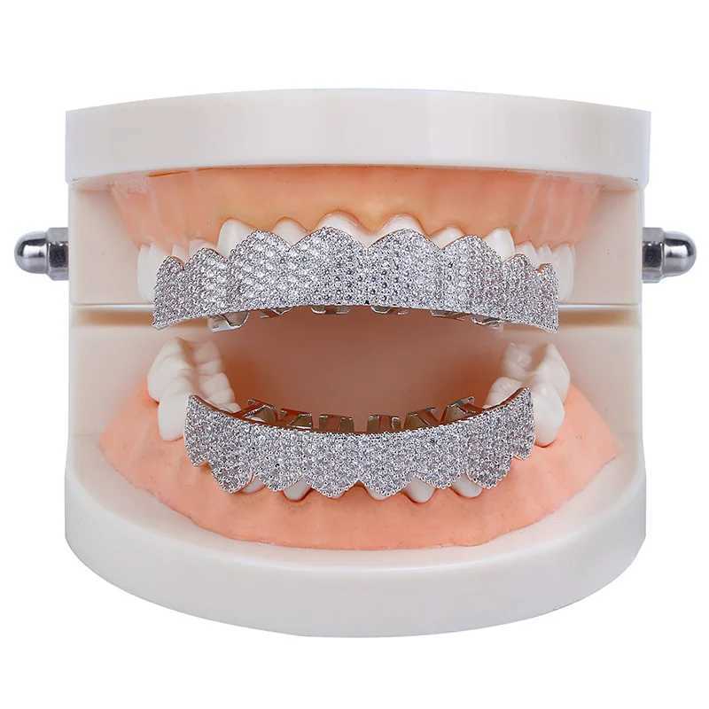 AZ d Out Grillz Teeth Gold Silver Color Bling Grills Tooth Jewelry For Men Women Hip Hop Top Bottom Cs Goth JewelryXJ241225