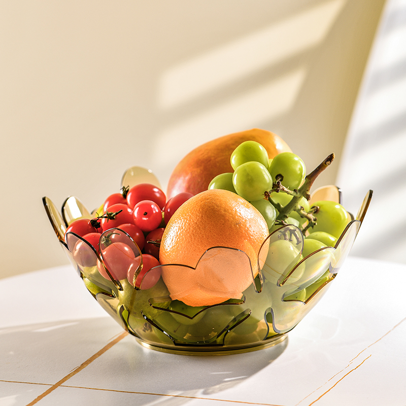 Classic fruit tray natural color multifunctional kitchen utensil PET Petal Hollow Fruit Plate Transparent