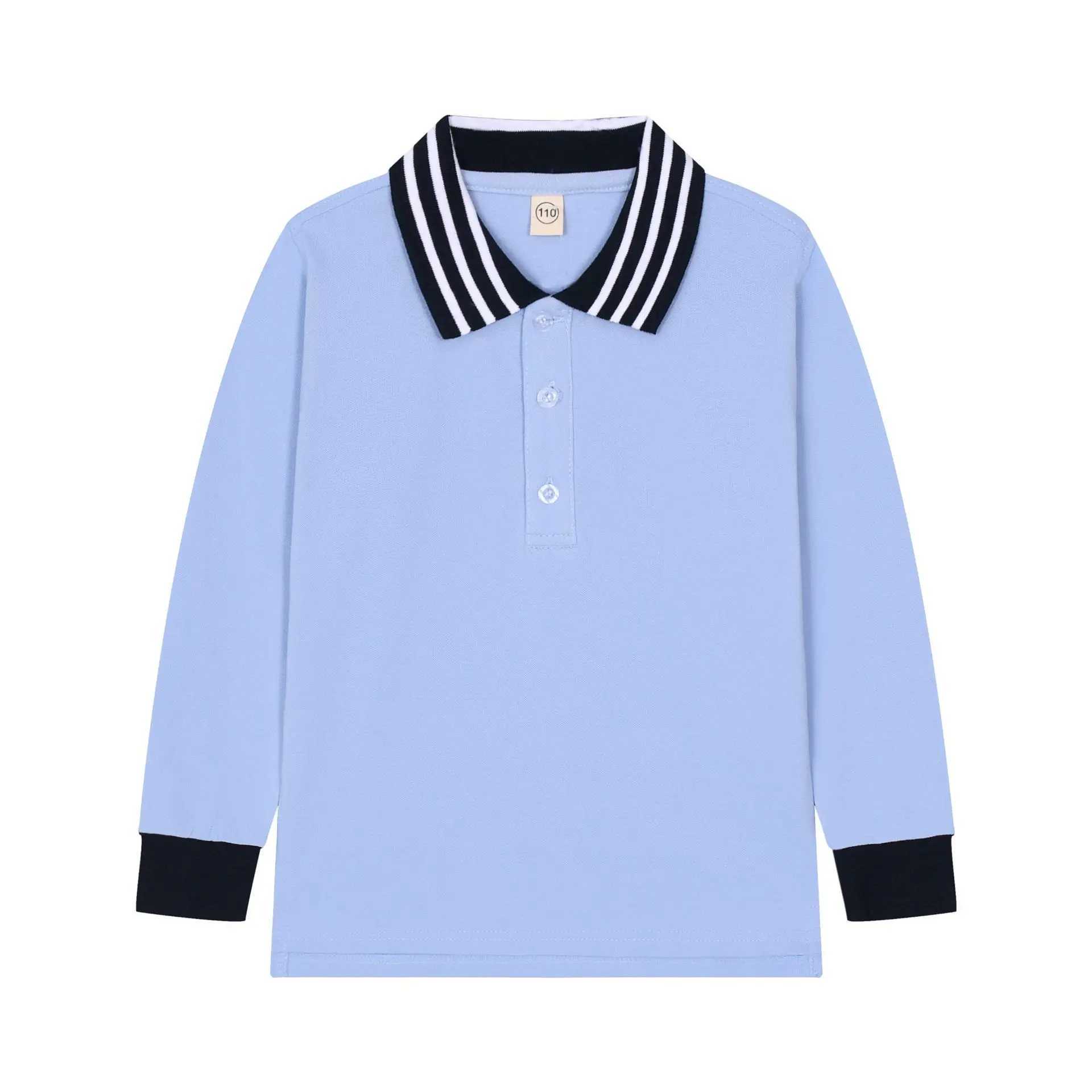 Children T-shirt Long Sleeve Polo Shirts Boys Kids Solid color Tops Baby Boy Sports Polo Boys Clothes 110-190cmXJ241225