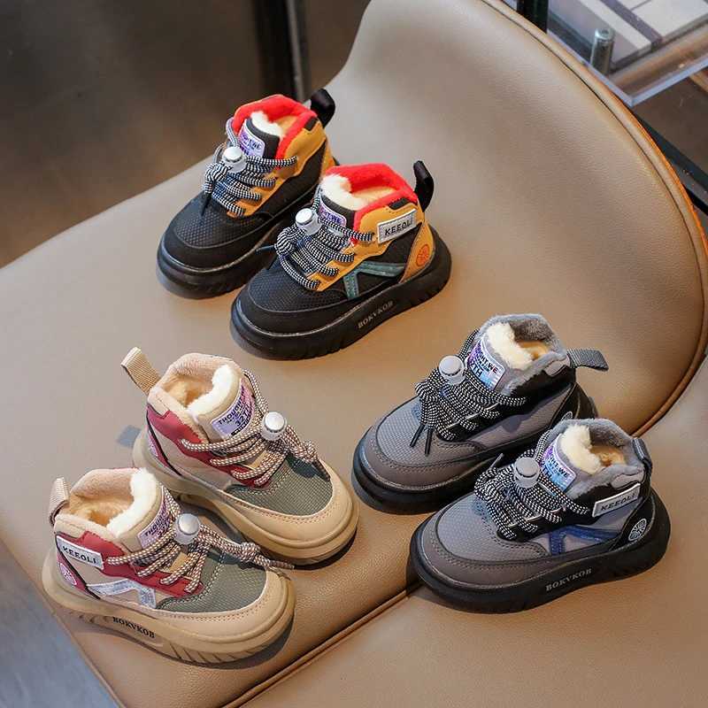 Athletic Outdoor 1-8 Years Old Childrens Snow Boots Khaki Padded Thickened Boys Girls Cotton Shoes Hundred Anti-skid Kids Boots Toddler Shoes H241223
