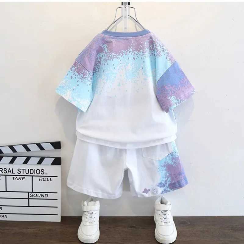 Clothing Sets Children Girls Boy Clothes Letter Gradient T-shirt and Shorts Set Kid Girl Graffiti Short Sleeve Top Bottom 2pcs Suit TracksuitY2412259N