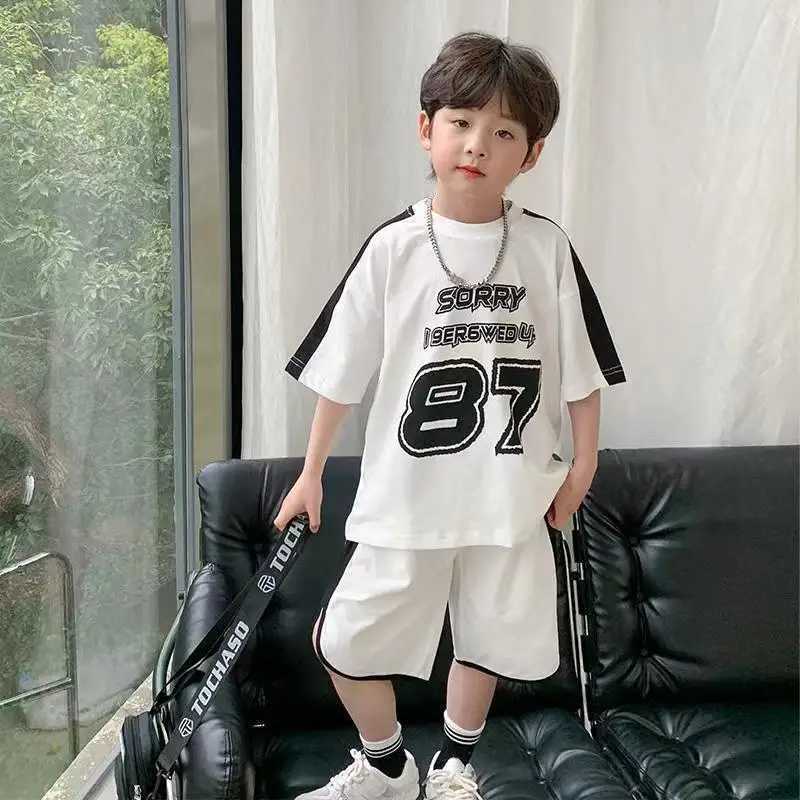 Clothing Sets Summer Children Boy Clothes Set Letter Printed Short Sleeeve T-shirts and Shorts 2 Pieces Suit Kid Fashion Top Bottom OutfitsY241225HMEX