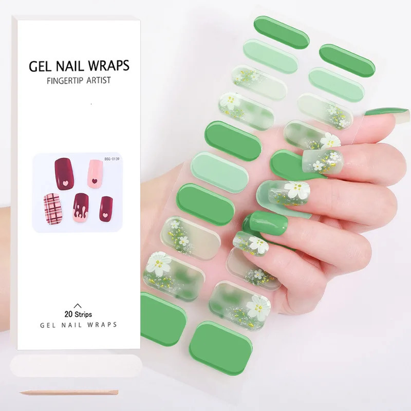 Semi-Cured Gel Nail Wraps Simple Transparent Color Adhesive Waterproof Long Lasting Gel Nail Stickers Harden In UV Lamp Need 241225