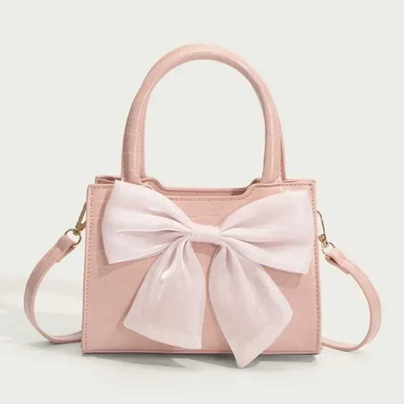 Fi Womens Cluh Purse Handbags Summer Pink Bowknot Female Underarm Bags Sweet Girls Small Square Shoulder Messenger BagXJ241225