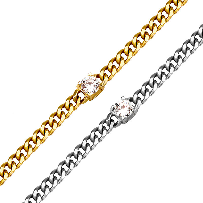 3mm-6mm Stainless Steel Hip-hop Bracelet Necklace Mens And Womens Color Preservation Red Green Cubic Zirconia Charms Chain Bijoux Pulsera Hombre Colla