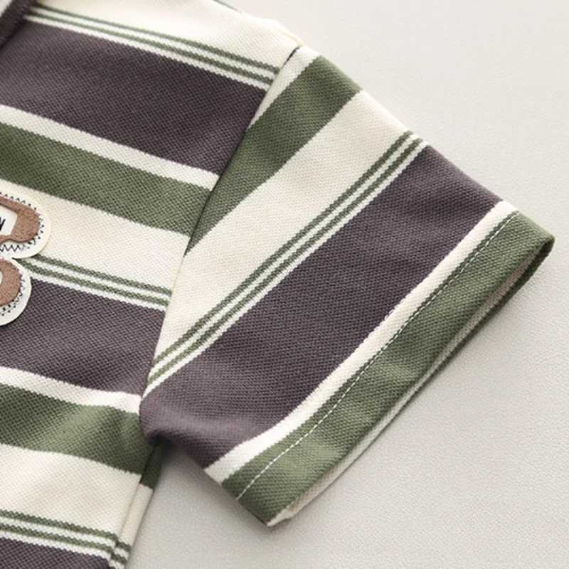 Clothing Sets Summer Baby Girls Cotton Clothes Set Kid Boy Lapel Stripe T-shirts Pants 2pcs Suit Children Short Sleeve Top Bottom OutfitsY241225VPBS