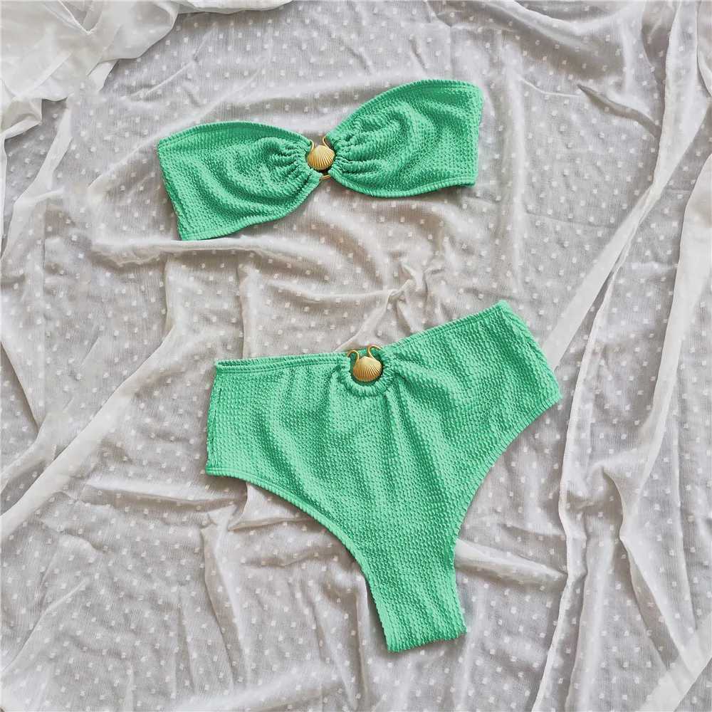Shell Bandeau bikini swimsuit womens high waisted bikini set 2022 swimsuit push style Maillot De Bain womens beachwearW241225