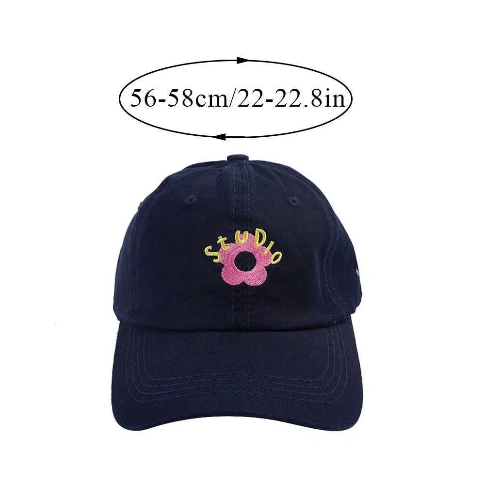 Embroidered baseball cap womens snap cap soft top leather hat fashionable sunset flower contrasting color cute headwear W241225