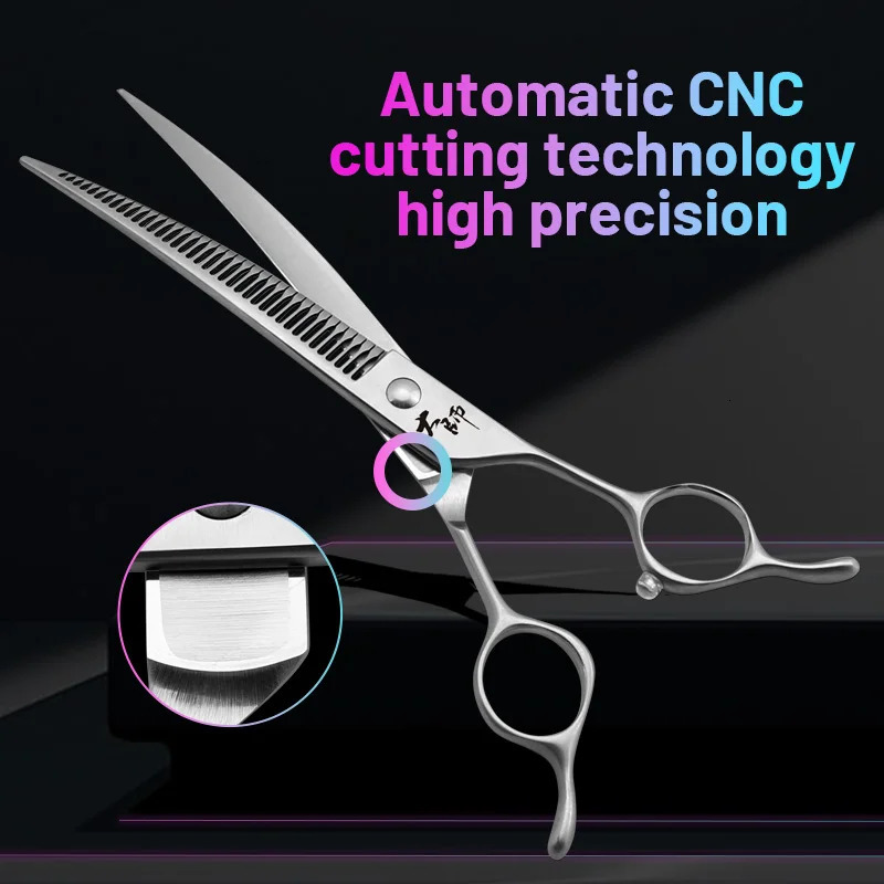 Fenice High-end 7 Inch JP440C Steel Pet Grooming Magic Scissors Trimming Pet Hairdressing Dog Grooming Curved Shears 70% rate 241225