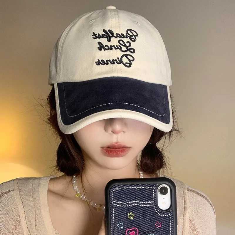 Korean colored square duck tongue hat suitable for men women embroidered letter baseball caps couple outdoor sun hats fashionable leather hats W241225