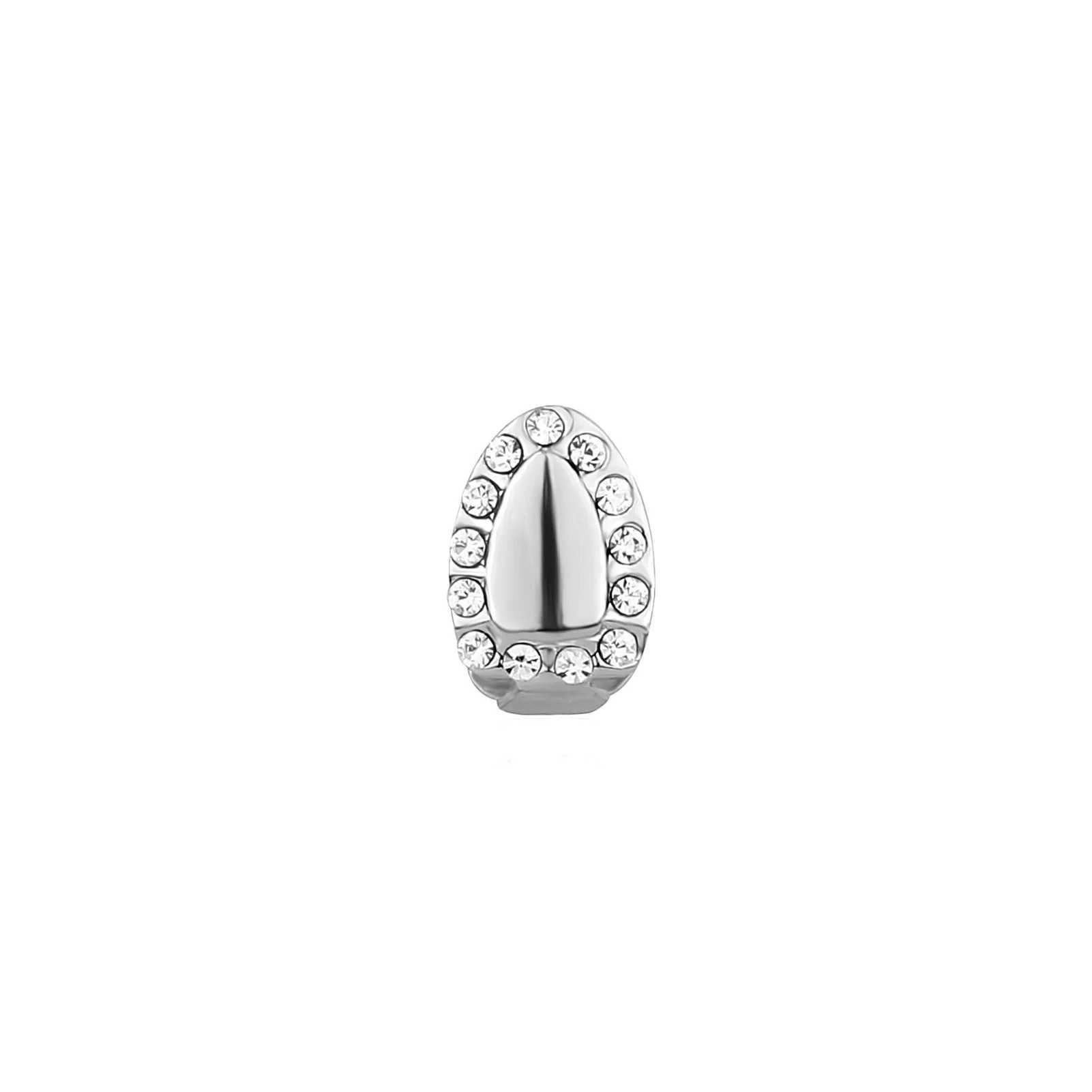 Custom Fit Silver Gold Plated HipHop Single Tooth Grillz C Zircon Top Bottom Dental Grill Teeth Cs Halloween CosplayXJ241225