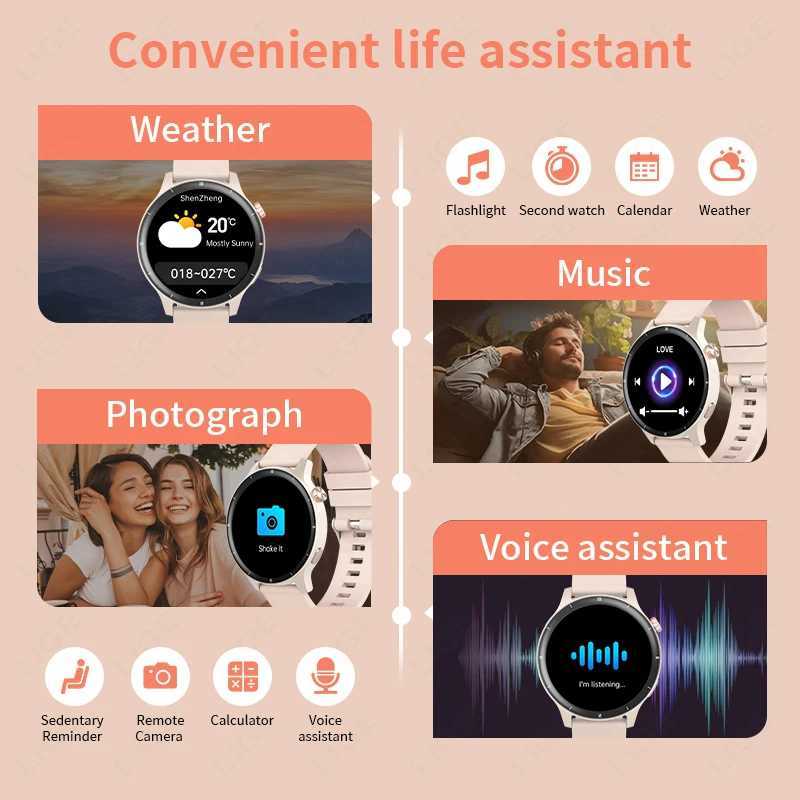 LIGE Fashion 3D Dynamic Dial Smart Watch Wen Call Health Monitor 1.39HD Sn Music Fitness Men Ladies Smartwatch Z241225