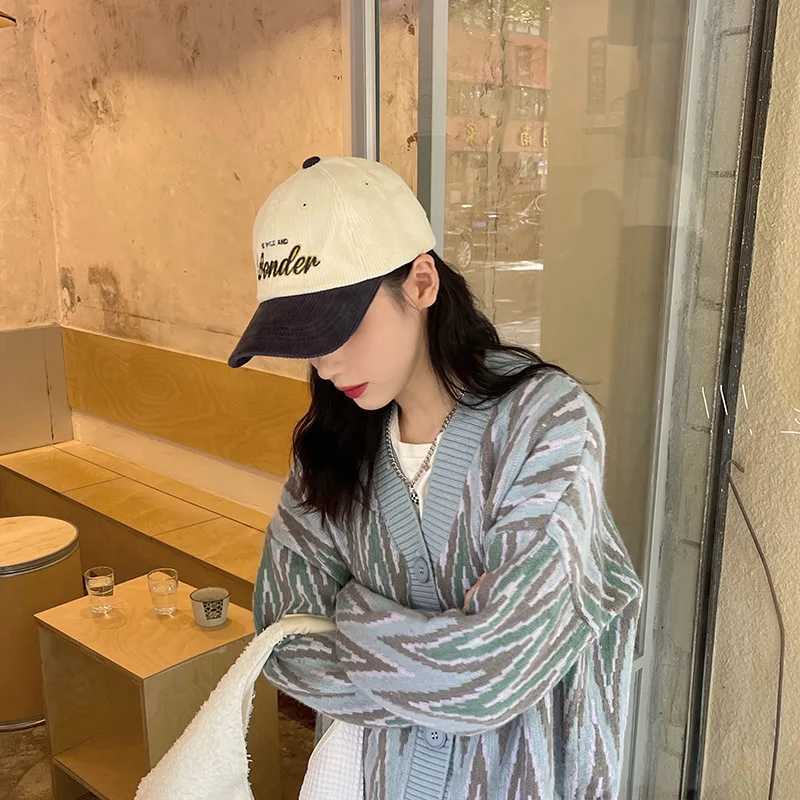 Retro Corduroy baseball cap embroidered letters spring autumn sun hat mens casual adjustable foot cap W241225
