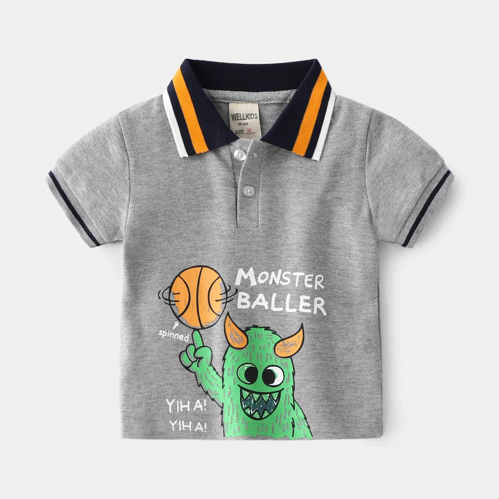 Boys Polo Shirt Short Sleeve Summer 90-130 CM Children Tops Wear Kids Tees Soft Boys Shirts Costumes 4-6YXJ241225