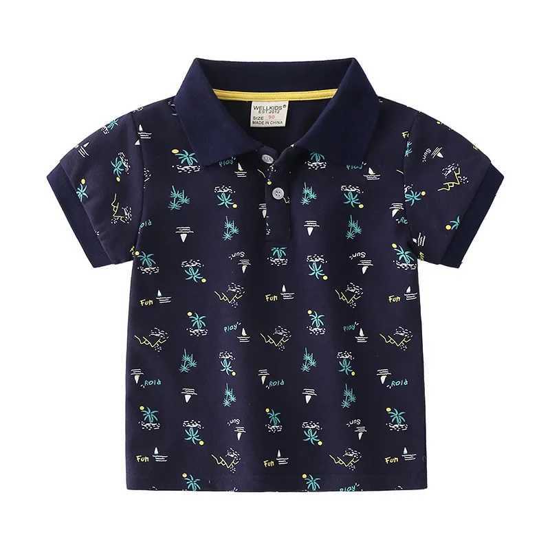 Summer Short Sleeve Boys Polo Shirt Children Tops Wear Leaf 90-130 CM Kids Tees Soft Boys Costumes Camisa De NioXJ241225