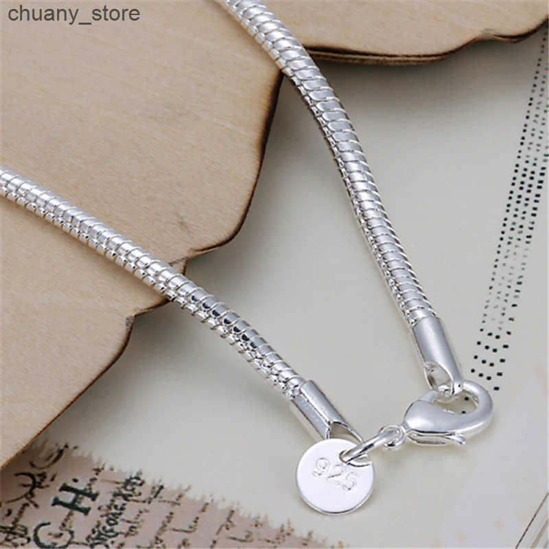 Chain DOTEFFIL 925 Sterling Silver 8 Inch 3mm Snake Chain Basis For Woman Charm Wedding Engagement Fashion Party Jewelry L240910